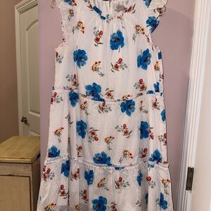 Loft midi Dress in Blue and Red